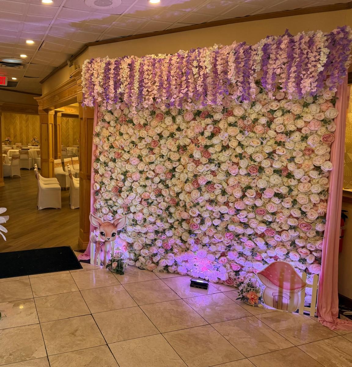 A flower wall installed for a private party