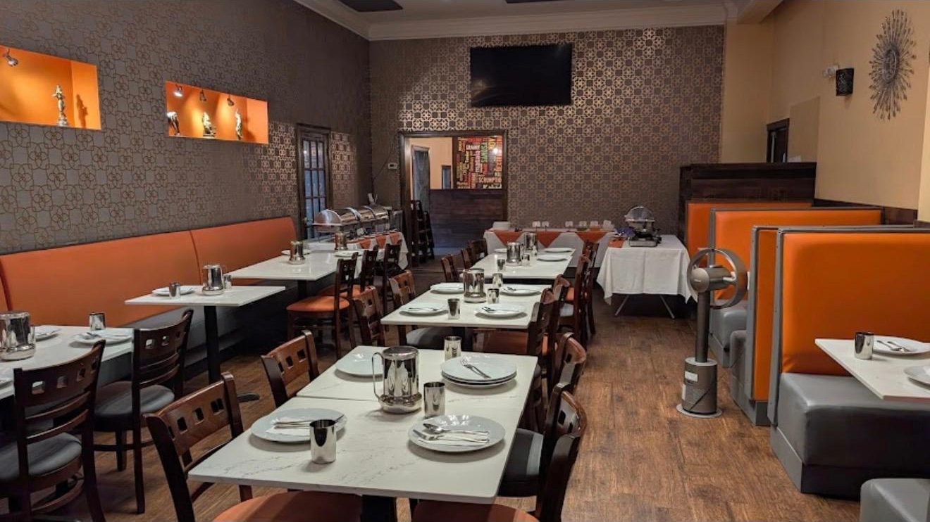 Booth seating in Manam's dining room
