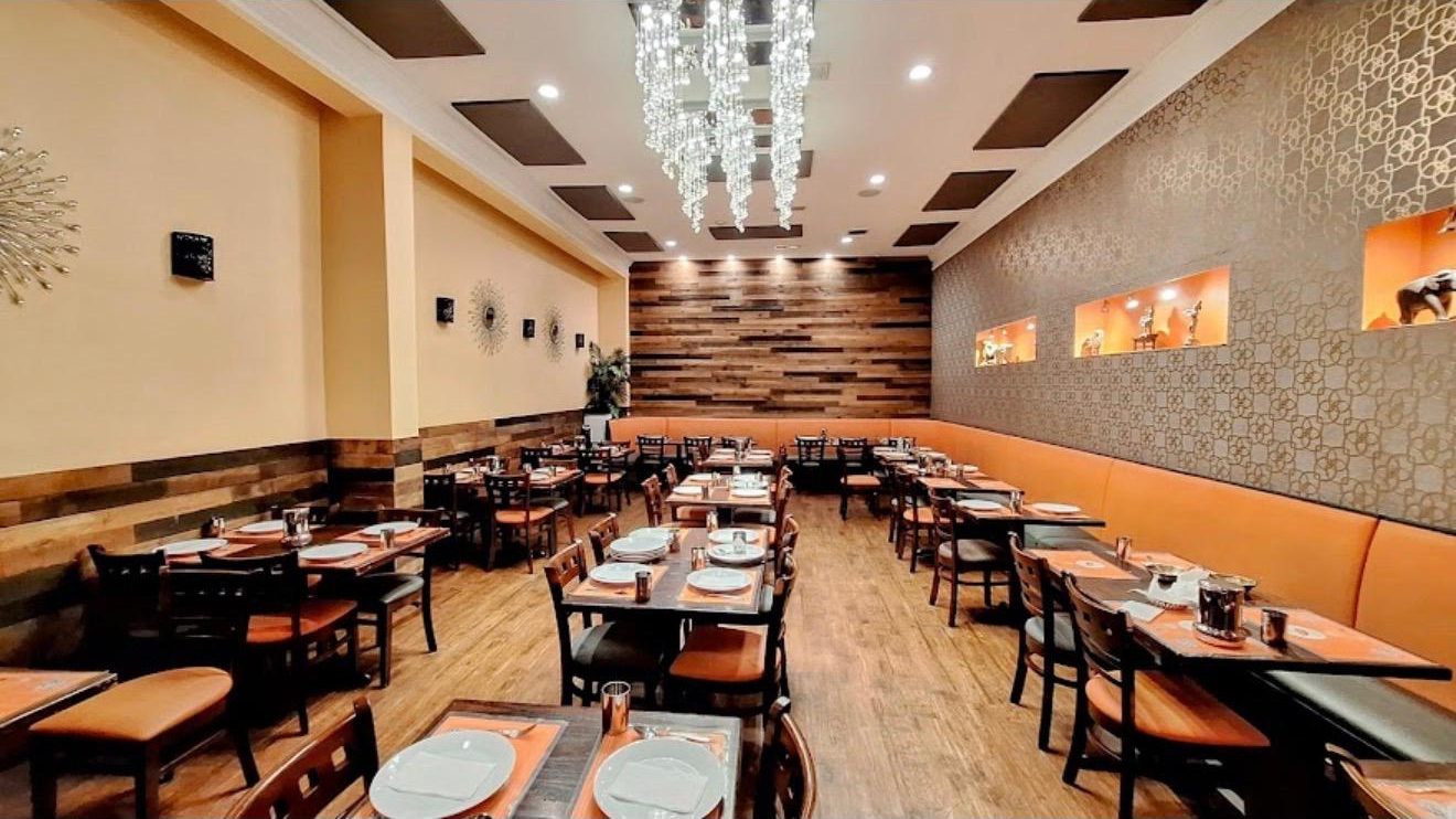 Manam's main dining room, set for service