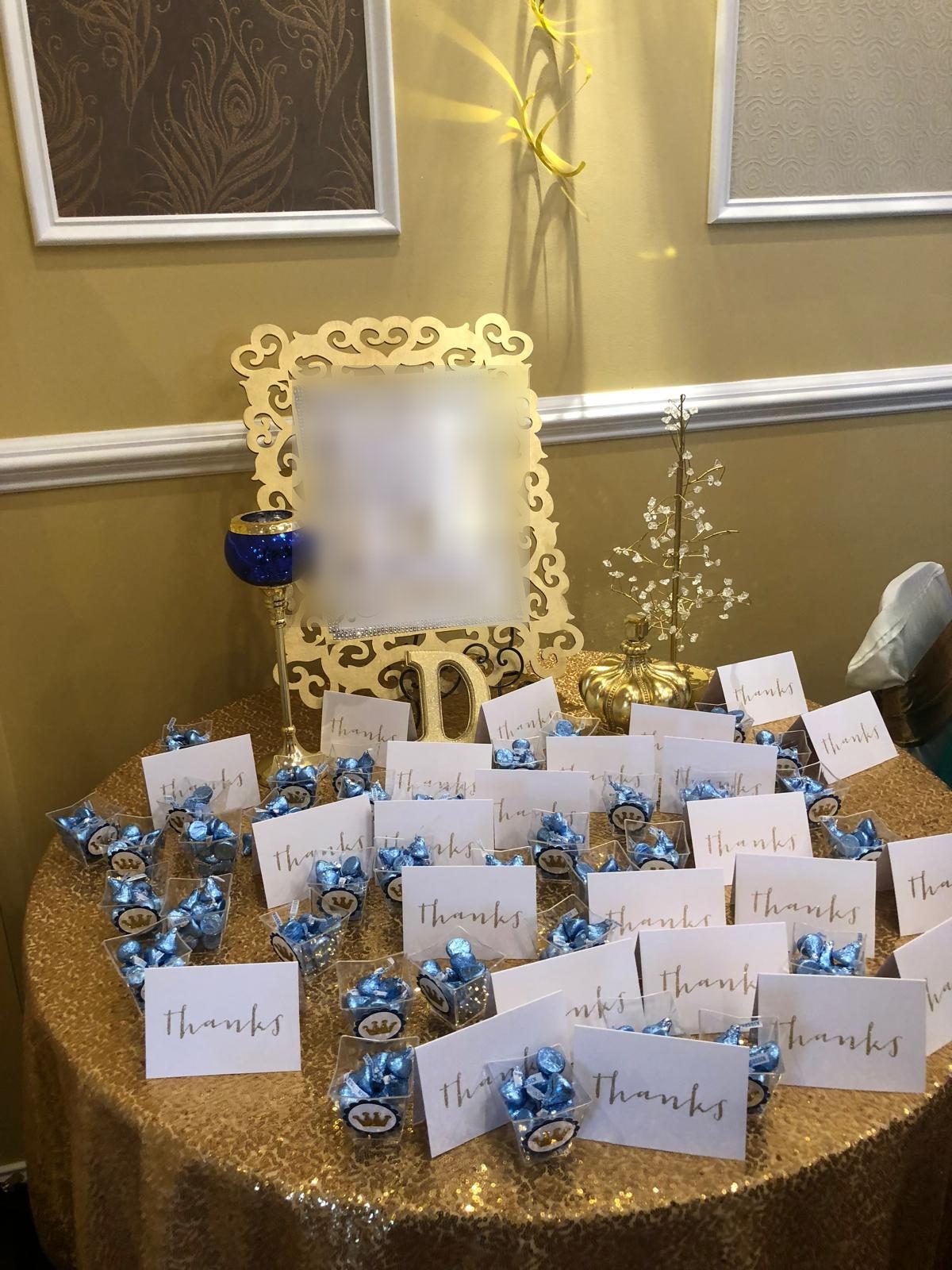 Party favours laid out for guests at a Manam event