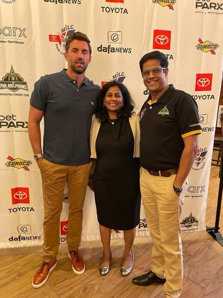 At the sponsor backdrop