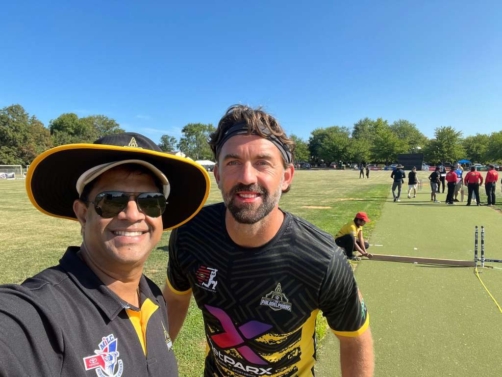 With a Philadelphians player at the ground
